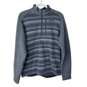 Patagonia Striped Better Sweater 1/4 Zip Pullover Gray Stripe Men’s Size Medium